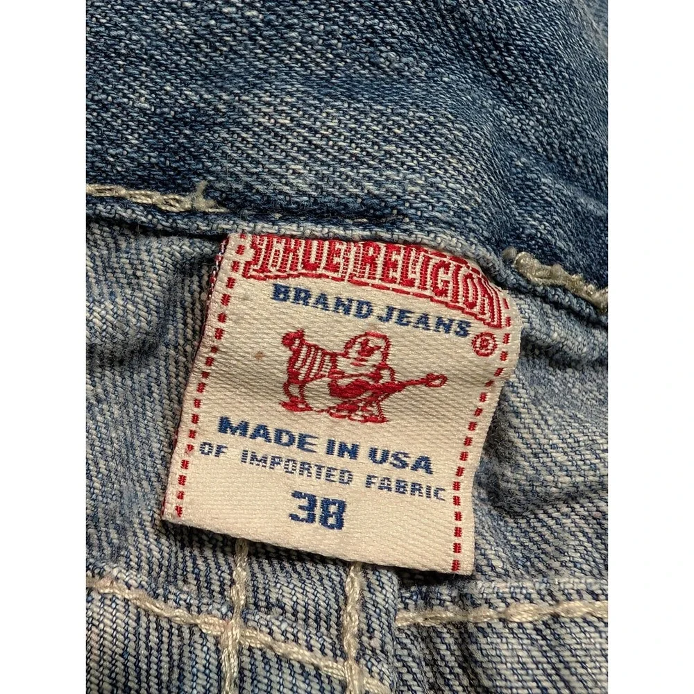 True Religion Joey Super T Mens Blue Jeans 38x34(32)‎ Light Wash Made in USA